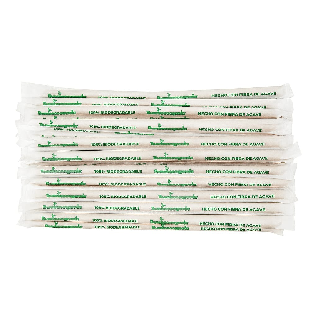 50-Pack Agave Fiber Straws — Individually Wrapped Travel Pack — 8.3" (210 mm)