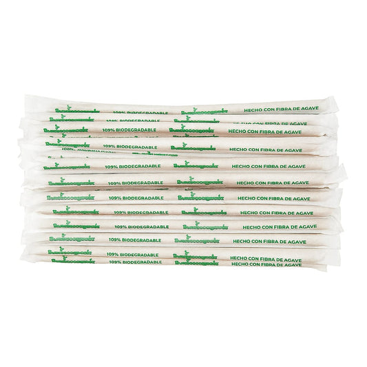 200-Pack Agave Fiber Straws — Individually Wrapped Box — 8.25" (210 mm)