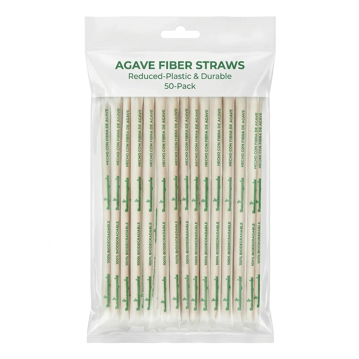 Agave Fiber Straws, Reduced-Plastic & Durable — 50-Pack Wrapped Travel Set (8.3") - agavestraws.com