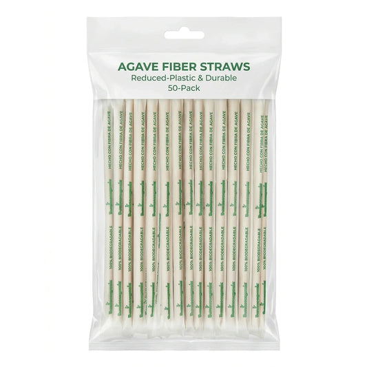 Agave Fiber Straws, Reduced-Plastic & Durable — 50-Pack Wrapped Travel Set (8.3") - agavestraws.com